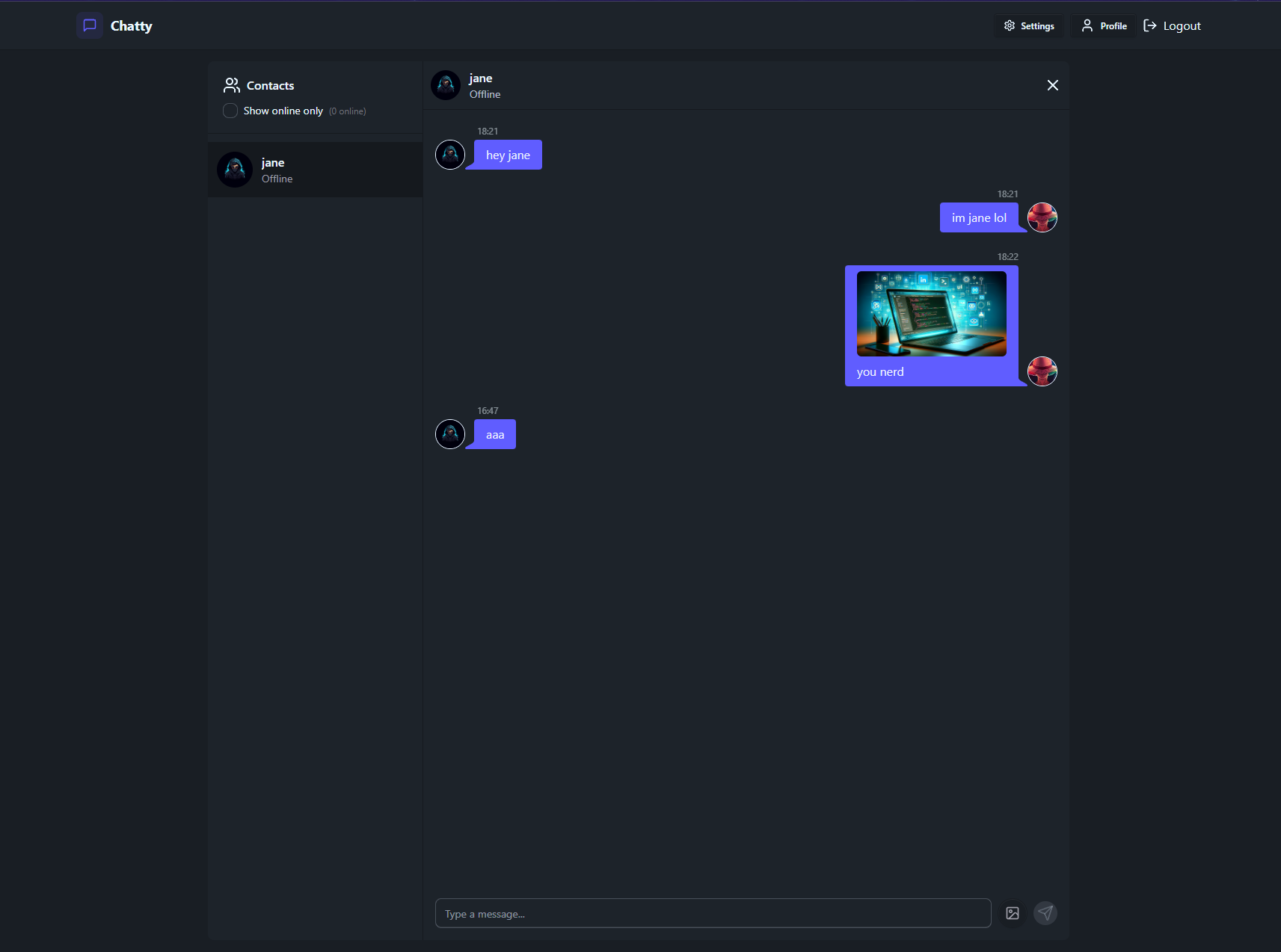 An image of the Real-time chat app project.